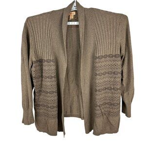 NorthCrest Womens Plus Open Front Cardigan Sweater Geometric Pattern Size 20W